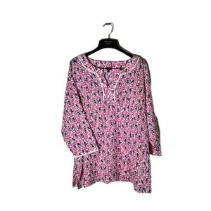 Talbots Pink and Navy Graphic Monkey Tunic